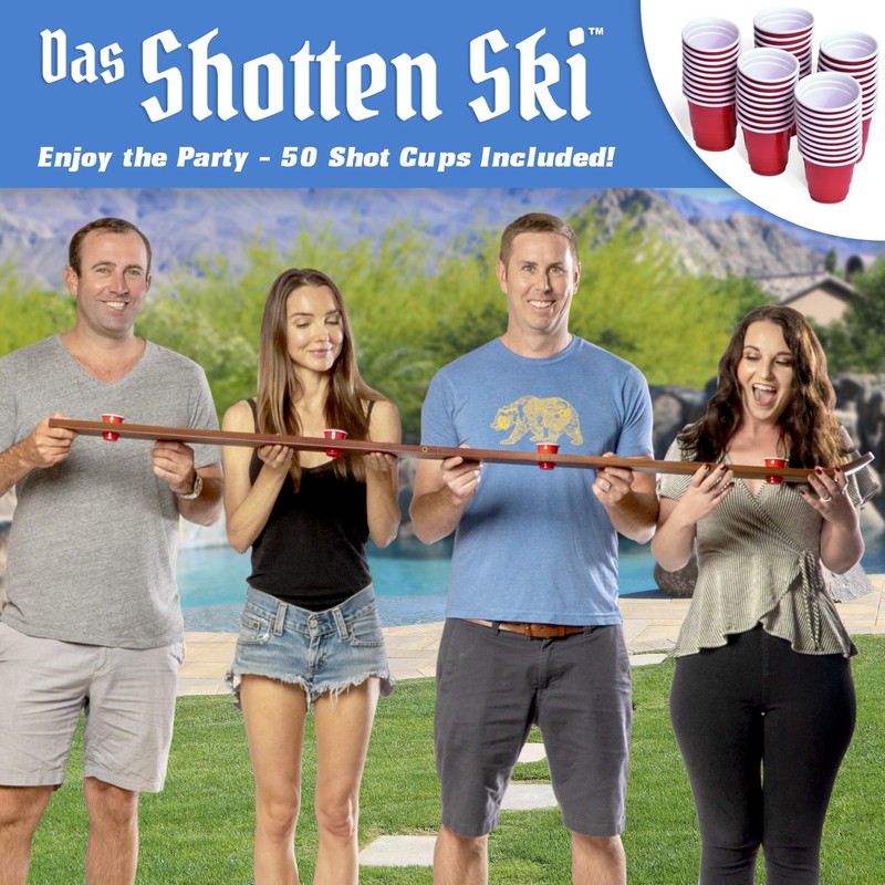 GoPong Das Shotten Ski - Rustic Wood 4 Person Drinking