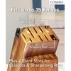 Coninx Universal Knife Block with Built-In Sharpener – 15-Slot Acacia