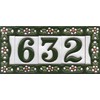 Ceramic House Tile Numbers & Letters, Green Floral Design, Tile
