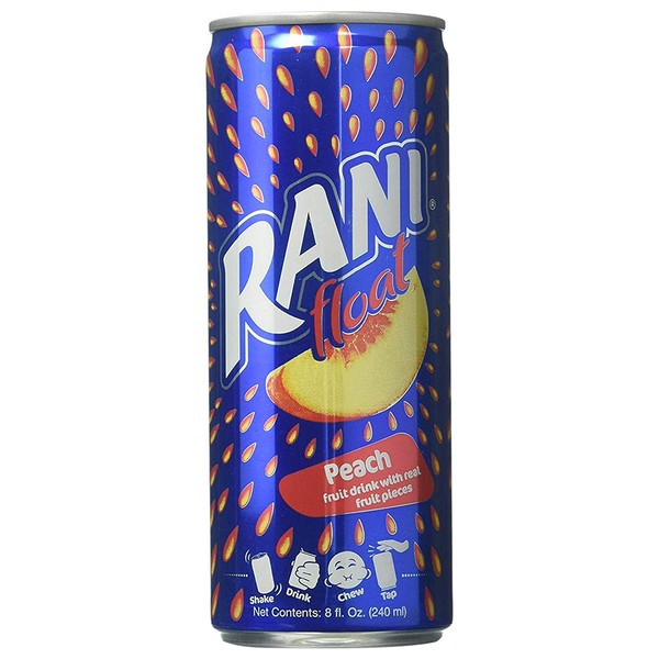 Rani Float Fruit Juice Drink, Peach, Imported from Dubai, Made with Real Fruit Pieces, Low Sugar 8 oz, Pack of 24