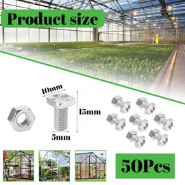 50 Sets Greenhouse Nuts and Bolts Square Head 10mm,Aluminium Greenhouse Hex Nuts and Square Head Bolts for Installing Building Repairing and Fixing Green house Accessories