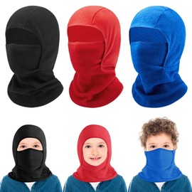 ZOCONE Pack of 3 Balaclava Children's Winter Scarf Hat Windproof Face Mask Bicycle Children's Ski Mask Hat Girls and Boys Balaclava, a