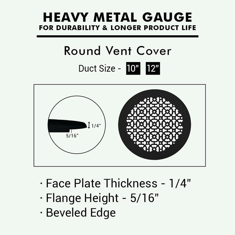 Achtek 10" Duct (12" Round Overall Size) Solid Cast Aluminum