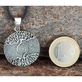 Kiss of Leather Tree of Life Pendant with Spiral 925 Sterling Silver No. 18