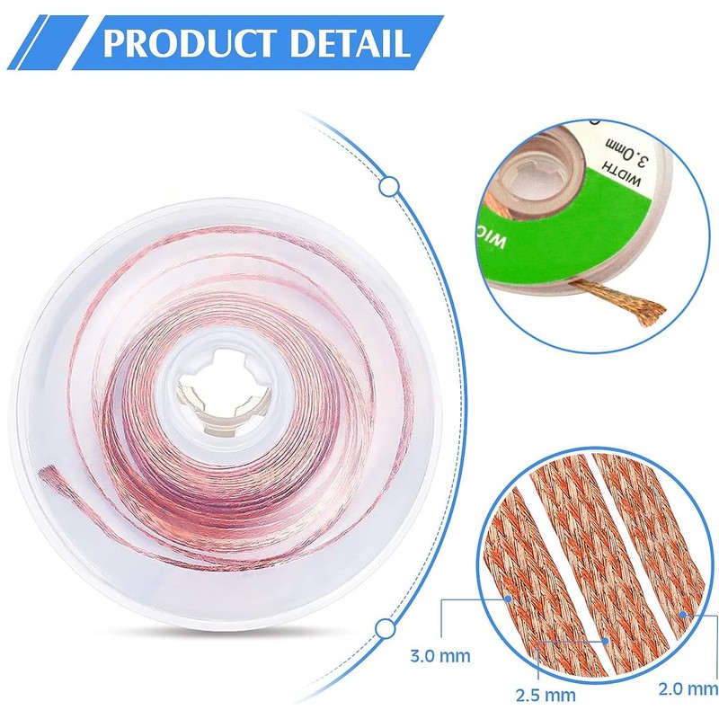 6 Pcs Solder Wick Solder No-Clean Braid Wick Set, 1.5