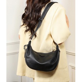 Micmores Genuine Leather Crossbody Bags for Women, Soft Pebble Leather Shoulder Purse Medium Handbag for Work, Travel (Black)