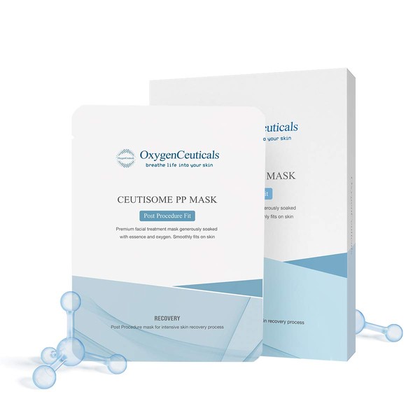 Mask sheet for post-procedure skin care, OxygenCeuticals Ceutisome PP Mask 6 sheets/box, instant soothing and recovering skin, post treatment care with salmon DNA