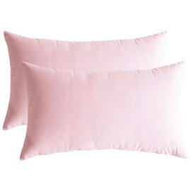 Lutanky Velvet Cushion Covers (Pack of 2) Lovely Rectangle Throw Pillow Cases Soft Solid Decorative Pillow Covers for Sofa Bedroom Car 12x20 Inch 30 x 50 cm (light pink, 2 Pieces)