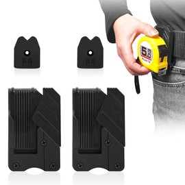 2 Pack Quick-Lock Tape Holder for Belt - Universal Tape Measure Holder Set, Safe, Efficient, Double Comfort for Your Tool Belt (Black, 2 Pieces)