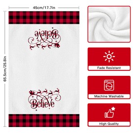 Ohok Pack of 4 Christmas Towels 45 x 65 cm, Fashion Decoration Kitchen Towels Santa Claus Tea Towels Soft Microfibre Cloths for Bathroom Kitchen Drying Towel Christmas Decoration (Set O)