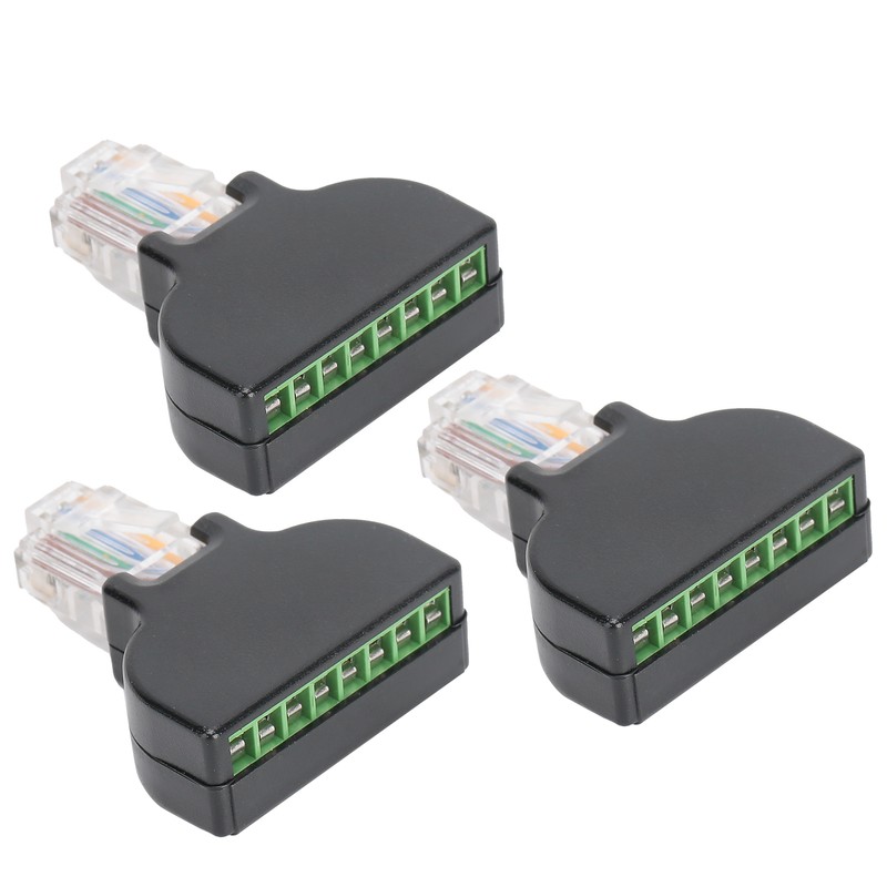 3 Sets RJ45 Male to 8 Pin Screw Terminal Connector