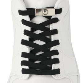 CCSOFTIME Round or Flat Elastic Shoelaces Without Tying for Children Adults, Adjustable Shoelaces with Quick Release for Trainers, Flat shoelaces without binding, black, 120