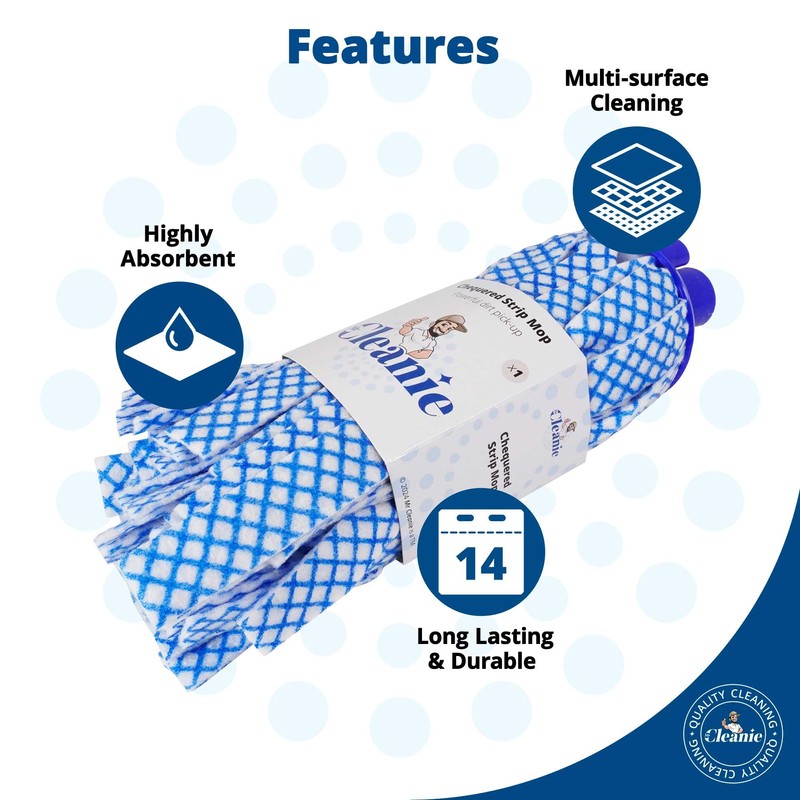 Mr Cleanie Chequered Strip Mop Replacement Head Refill for Household