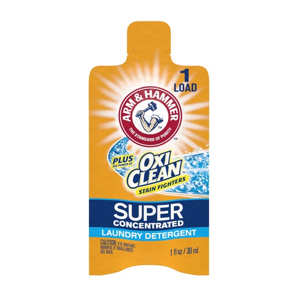 Arm & Hammer plus OxiClean Super Concentrated Liquid Laundry Detergent Single 1 Load, Pack of 50, Laundromat Vending Supplies