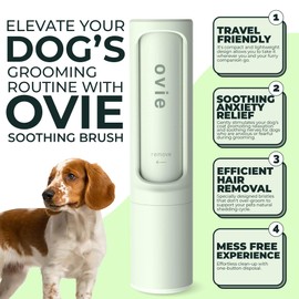 Soothing Dog Brush - Anxiety Relief Grooming Brush - Self Cleaning Calming Slicker Brush for Grooming Pets - Brushes for Long Short Haired Dogs - Deshedding Brush - Portable and Travel Friendly