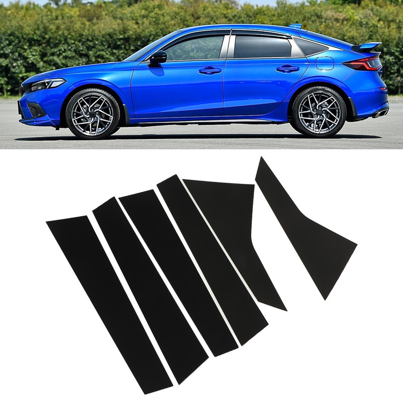 6PCS Car Window Trim Bright Black Lightweight Smooth Surface Window