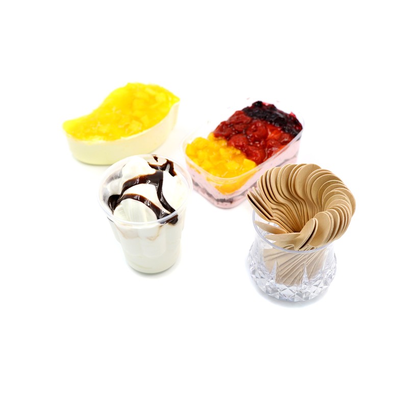 COOBL 3.9 Inches Mini Kitchen Wooden Ice Cream Dessert Spoons