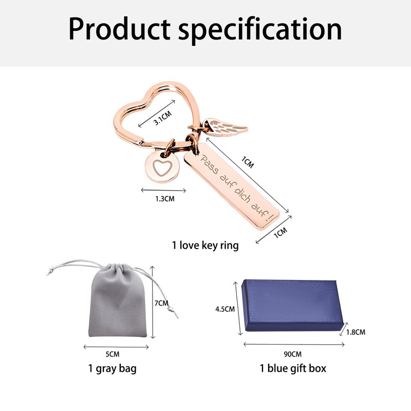 GVSAVY 1pc Love Key Ring with 1pc Gift Box and