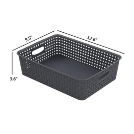 Easymanie A4 Paper Plastic Storage Basket Tray, 5 Packs, Grey Desktop Organizing Baskets