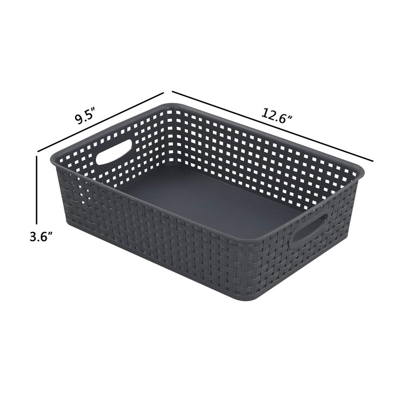 Easymanie A4 Paper Plastic Storage Basket Tray, 5 Packs, Grey