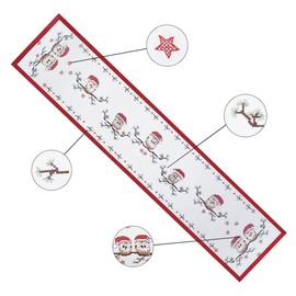 Simhomsen Holiday Table Runners, Christmas Owl Decorations, Cross Stitching (14 × 69 Inch)