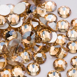 Towenm 3000 Pieces Flatback Rhinestones for Nails, 2mm Glue Fix Glass Flat Back Crystals, for Nail Art Face Craft, Non Hotfix Flatback Crystal Loose Gemstones (Golden Shadow, 2mm / SS6)