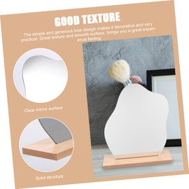 PACKOVE Irregular Acrylic Desktop Vanity Mirror with Wooden Base Frameless Tabletop Cosmetic Mirror for Makeup and Office Home Decor Lightweight High Definition Reflection