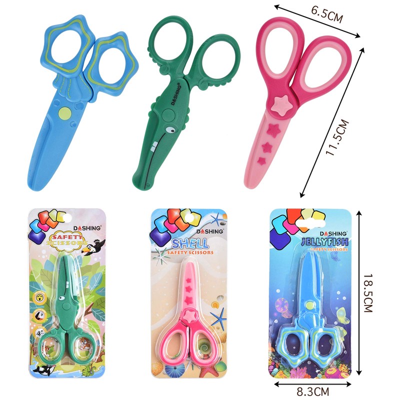 DealKits Children's Safety Scissors, Pack of 3 Children's Scissors, Paper