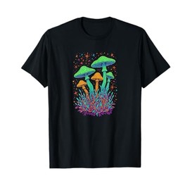 Psychedelic Glowing Mushroom Art | Blacklight Forest Fungi T-Shirt