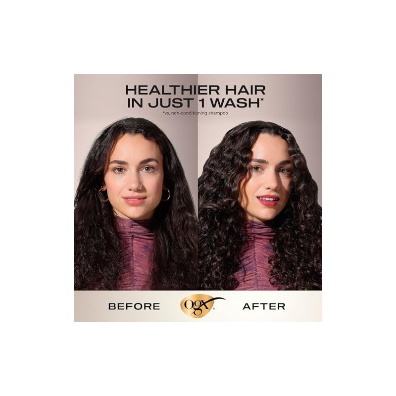 OGX, Shampoo Coconut Milk, Ideal para Cabello Seco y Dañado,