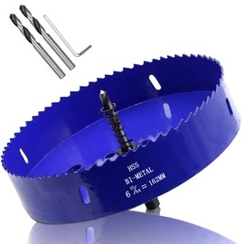 Luomorgo 6 3/8 inch 162mm Hole Saw, 1 1/4 inch Cutting Depth HSS Bi-Metal Hole Cutter with Hex Shank Drill Bit Adapter for Wood Cornhole Boards Plastic Drywall Fiberboard