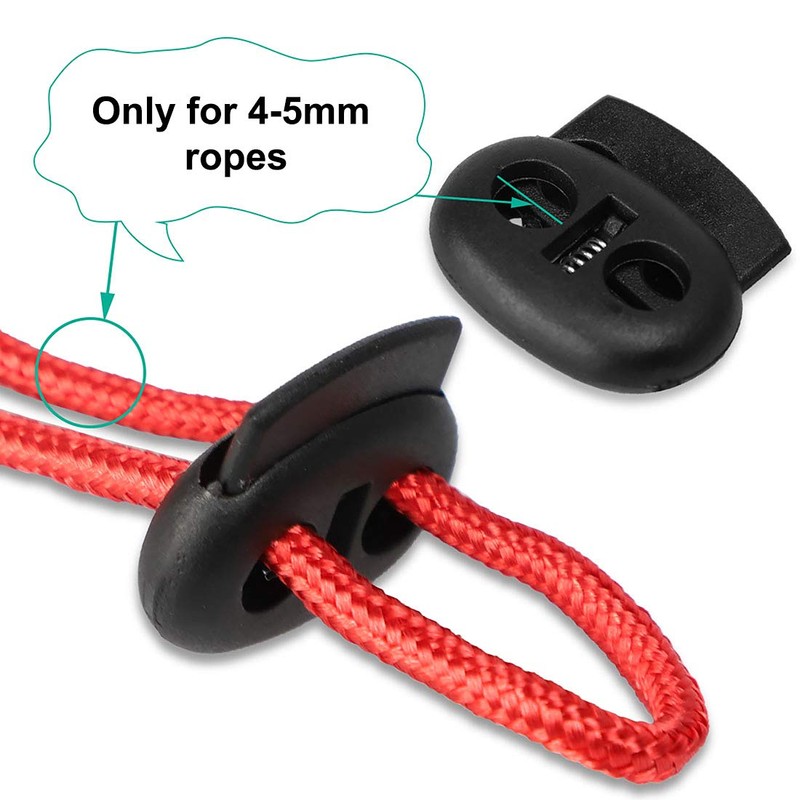 sourcing map 100pcs Plastic Spring Cord Locks Stopper Double Hole