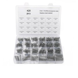 CEWROM Stainless Steel Compression Springs, 420 Pieces Compression Springs Assortment Set, 24 Sizes of Compression Springs, Lengths 10 mm, 15 mm, 20 mm, 30 mm, Diameter 5 mm, 6 mm, 7 mm, 6 Different