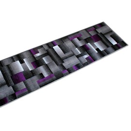 Masada Rugs, Modern Contemporary Runner Area Rug, Purple Grey Black (2 Feet 4 Inch X 10 Feet 11 Inch) Runner