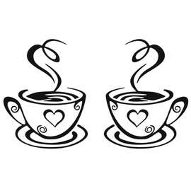 QINGYIWL Wandtattoo 4 Sätze Küche Dekor Aufkleber Wandaufkleber, Kaffee Tassen Peel und Stick Tapete, Coffee Wandsticker DIY abnehmbare Wandkunst Abziehbilder