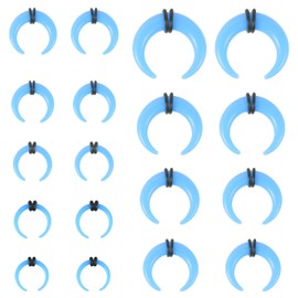 ZS 9 Pairs Pincher Tapers Septum Rings, Acrylic Buffalo Horseshoe Stretcher Expander Piercing Kit for Stretching Pierced Nose Ear Gauge 9 Size 14G - 00G (Blue)