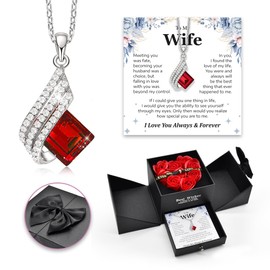 ShinyHug 925 Sterling Silver Pendant To My Wife Necklace from Husband with Forever Love Rose Box - Women's Jewelry Gifts For Wife Christmas, Birthday, Anniversary, Valentines Day Gifts for Her