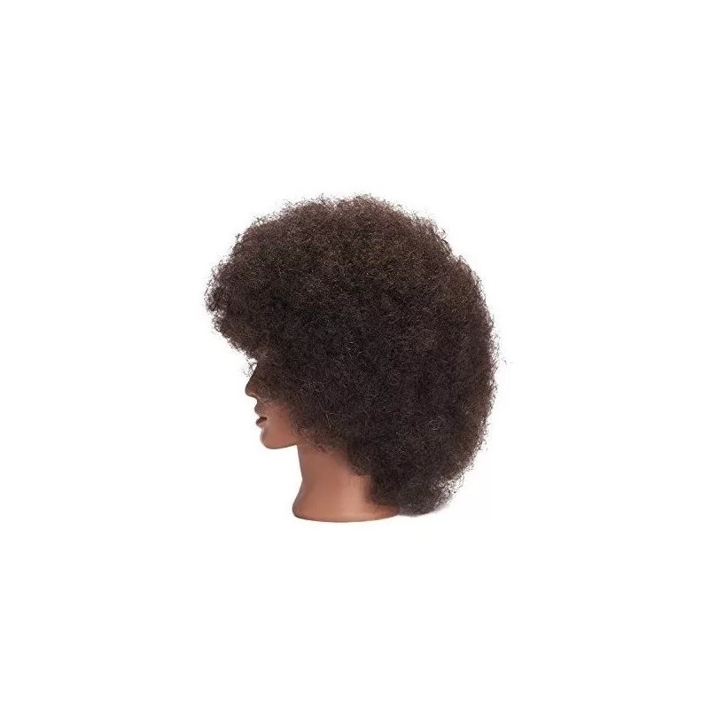 Training Head Cabeza De Maniqui Entrenamiento Cabello Natural Negro 25.4cm