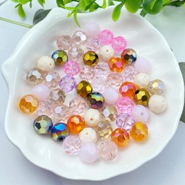 Jmassyang 400 Pieces 4mm Round Faceted Crystal Glass Beads Loose Spacer Beads for DIY Jewelry Making Bracelets Necklaces Earrings Wind Chimes Suncatchers(Pink Mixed)