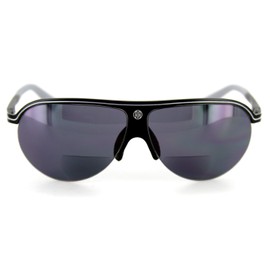 Aloha Eyewear "Bahamaz Mens Womens Bifocal Aluminum Aviator Sunglass Tinted Readers 100% UV (Black/Grey w/Smoke +2.50)