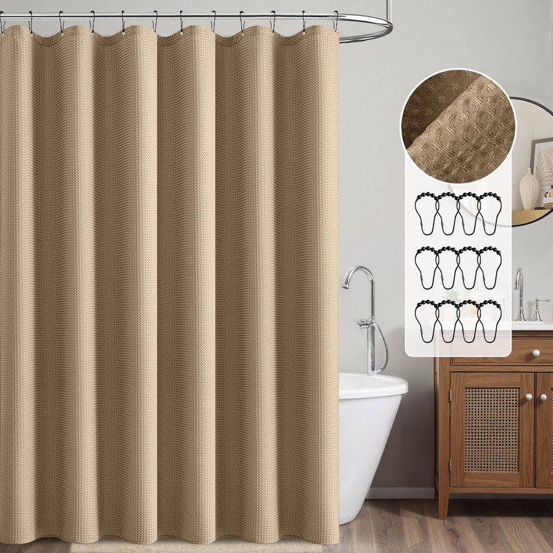 MIULEE Extra Long Waffle Weave Shower Bath Curtain 84 Inch