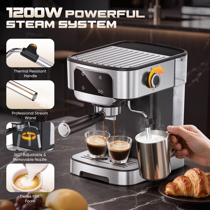 Espresso Machine 20 Bar, Professional Espresso Maker with Power Milk