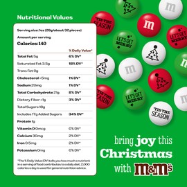 M&M’S WORLD Christmas Party Favors (30 Pack), Printed M&M’S With Festive Icons, Christmas Candy for Party Treats, Holiday Snacks, Party Decor