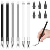 6+6Pcs Everlasting Pencil, Infinity Pencil with Eraser and Replacement Nibs,Reusable
