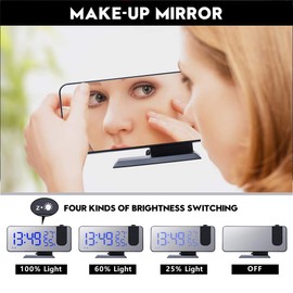Projection Alarm Clock, LED Digital Alarm Clock, Radio Alarm Clock with Projection, USB Port, Dual Alarm, Brightness Dimmer, 4 Projection Brightness, 180° Adjustable Angle, Large 8 Screens, FM Radio