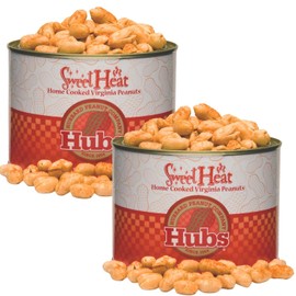 Hubs Peanuts Sweet Heat Seasoned - Spicy Snack with Sweet Chili Peppers - Premium Extra-Large Virginia Peanuts - 2 Packs of 20 oz Cans