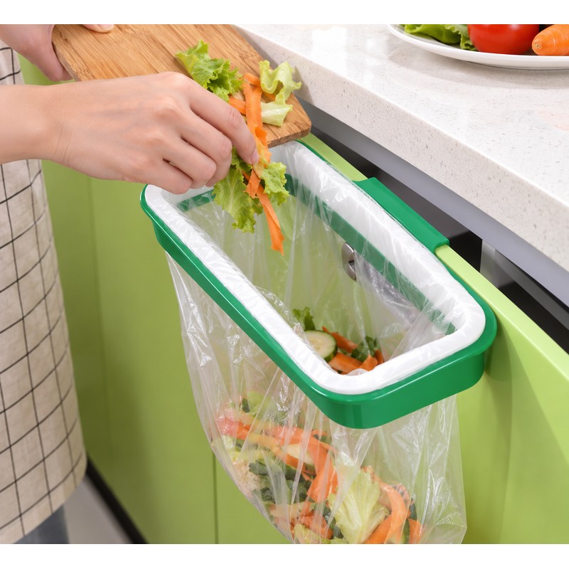 Hanging Garbage Bag Holder for Kitchen Cabinets – Covered Compact