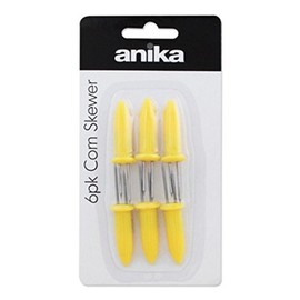 6 x Yellow Corn On The Cob Skewer Holders Fork Set Double Metal Prong Kitchen