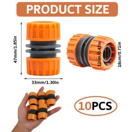 Vidsmow 10PCS 1/2 Inch Hose Repair Connector, Durable ABS Hose Connectors and Fittings, Quick Fix Hose Pipe Connectors and Fittings for Garden Hose Connector