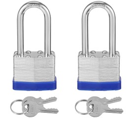 Smilcloud 2 Pack Padlocks with Keys, Long Shackle Padlocks Heavy Duty Key Padlock Weatherproof Locks for Storage Units, Gym Locker, Shed, Garage, Fence